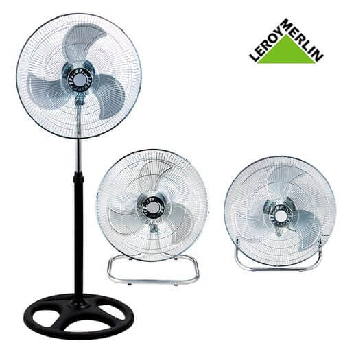 Ventilateur sur Pied en Métal et en Plastique - 3 en 1 (debout